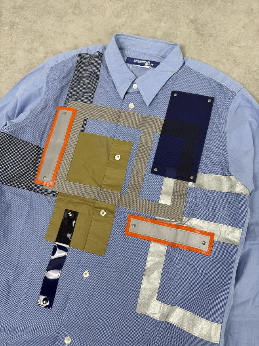 Comme des Garçons Junya Watanabe Blue Patchwork Shirt RRktIPM 7