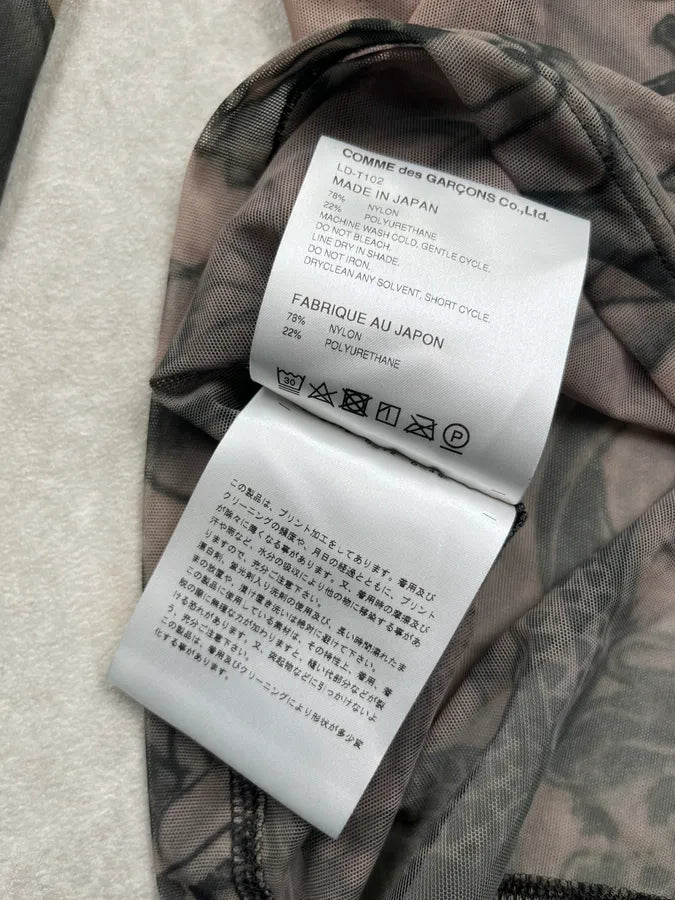 SS2019 Comme des Garçons Khaki Mesh Nylon Tattoo Print Longsleeve pBszLKd 9
