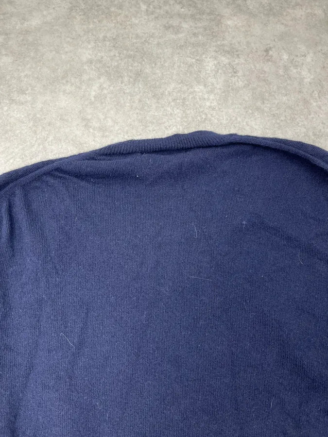 Comme des Garçons Navy Wool Tartan V-Neck Sweater lCcWQzd 5