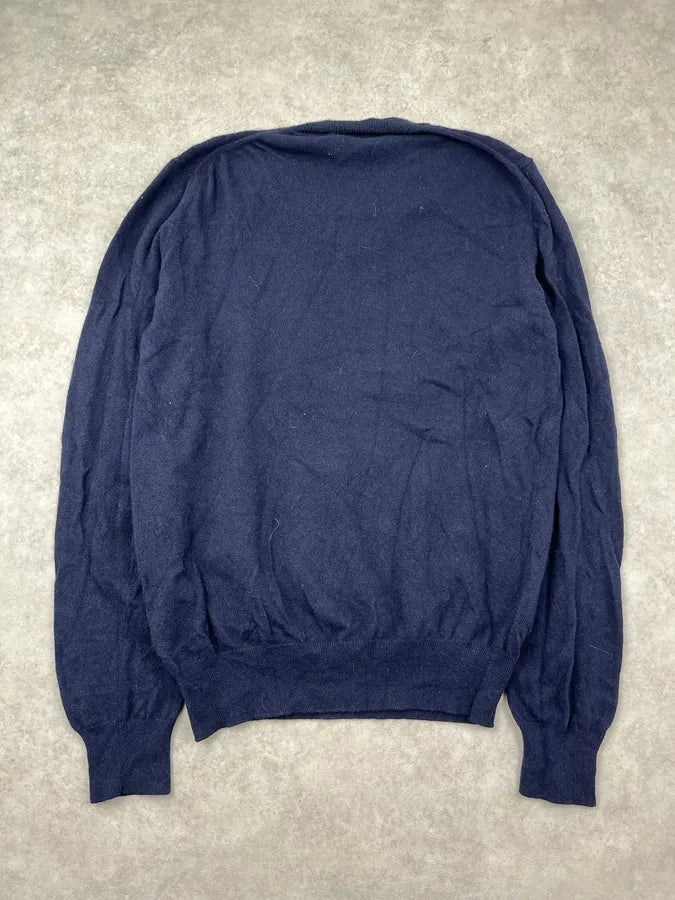 Comme des Garçons Navy Wool Tartan V-Neck Sweater lCcWQzd 3