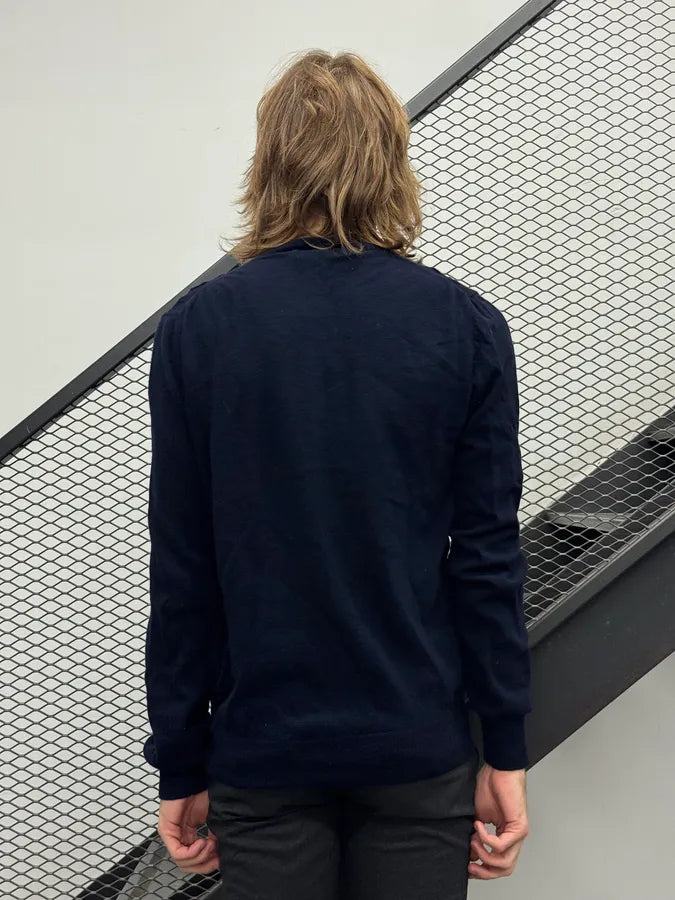 Comme des Garçons Navy Wool Tartan V-Neck Sweater lCcWQzd 1
