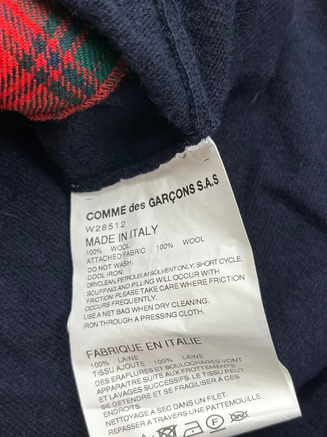 Comme des Garçons Navy Wool Tartan V-Neck Sweater lCcWQzd 8