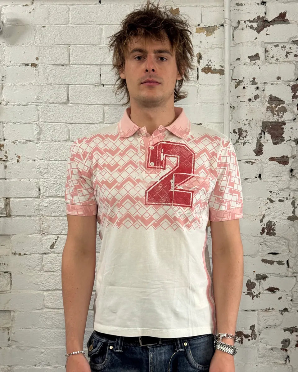Comme des Garçons Pink Modern 2 Number White Polo AXaKYgD 1