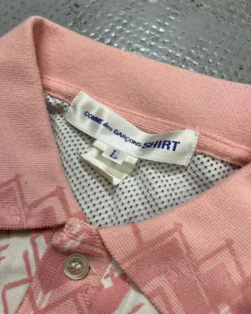 Comme des Garçons Pink Modern 2 Number White Polo AXaKYgD 10