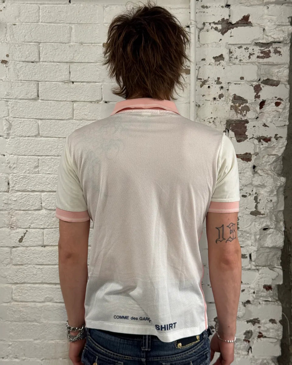 Comme des Garçons Pink Modern 2 Number White Polo AXaKYgD 2