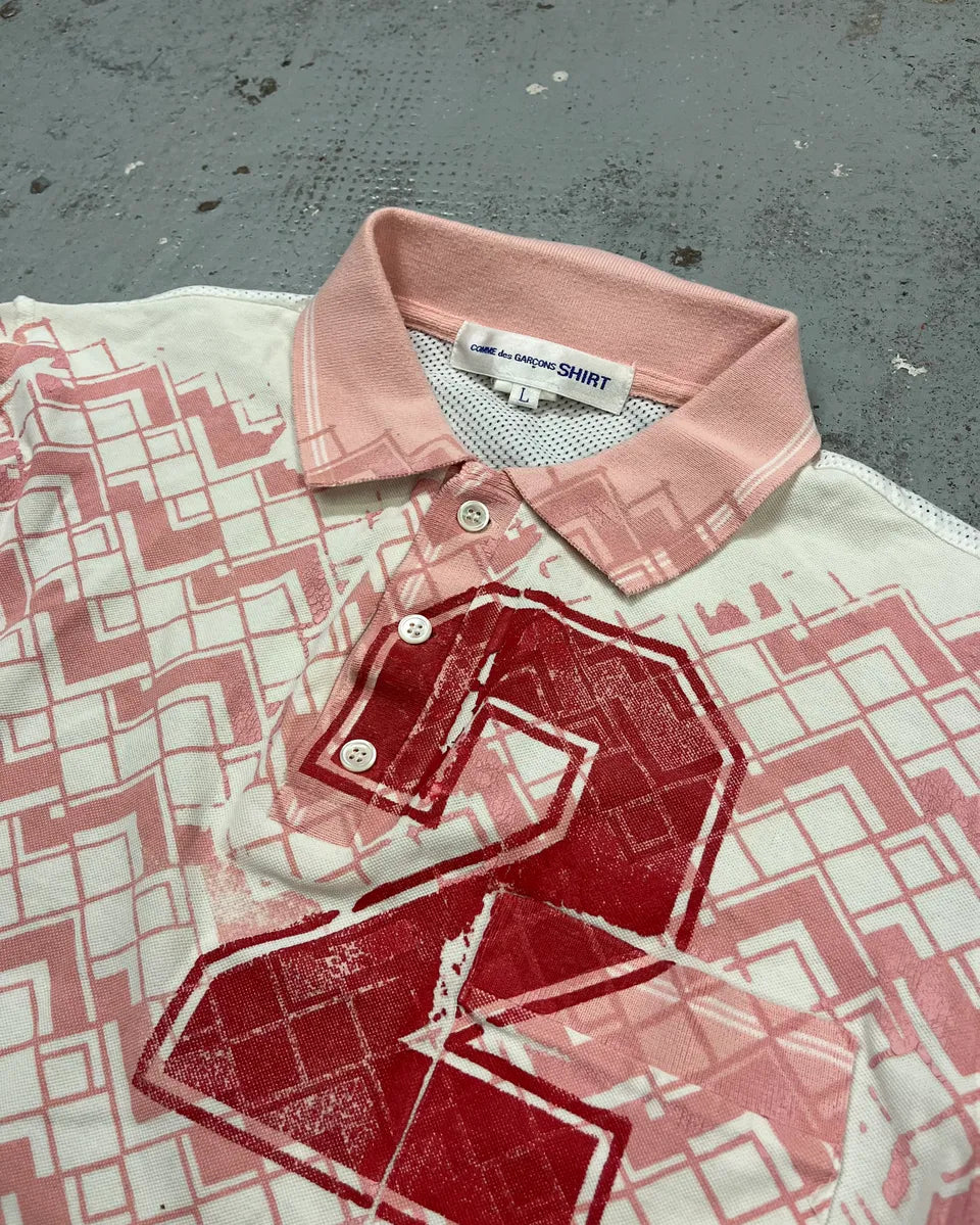 Comme des Garçons Pink Modern 2 Number White Polo AXaKYgD 4