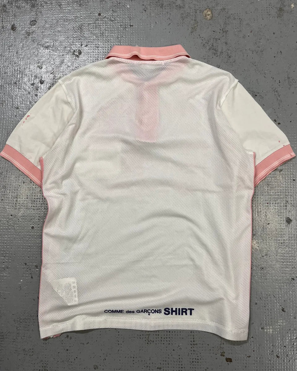 Comme des Garçons Pink Modern 2 Number White Polo AXaKYgD 8