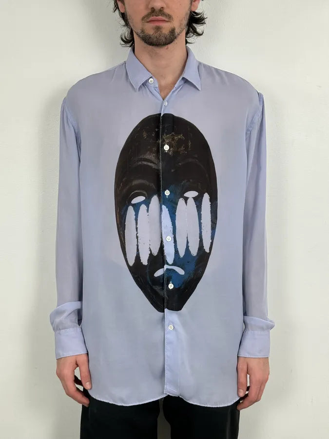 Comme des Garçons Shirt Blue Abstract Face Shirt jFAAJkU 0