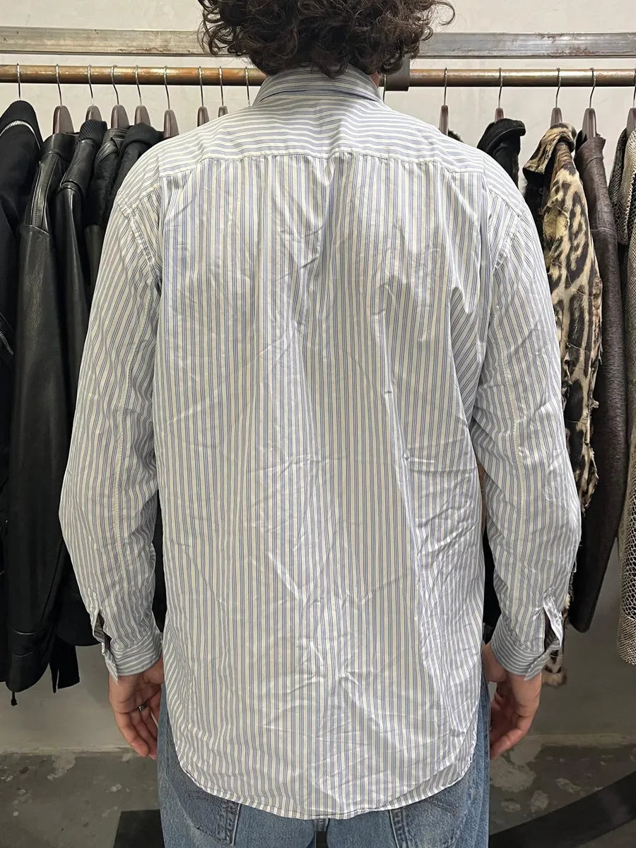 Comme des Garçons SHIRT Blue Striped Geometrical Abstract Shirt (M) vQQqiRi 2