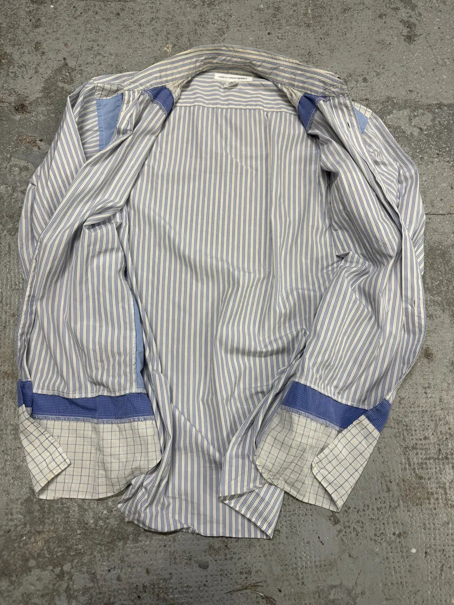 Comme des Garçons SHIRT Blue Striped Geometrical Abstract Shirt (M) vQQqiRi 3