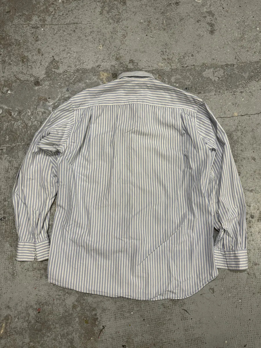 Comme des Garçons SHIRT Blue Striped Geometrical Abstract Shirt (M) vQQqiRi 4