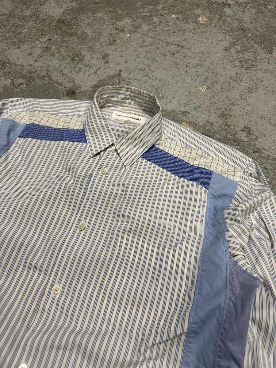 Comme des Garçons SHIRT Blue Striped Geometrical Abstract Shirt (M) vQQqiRi 6