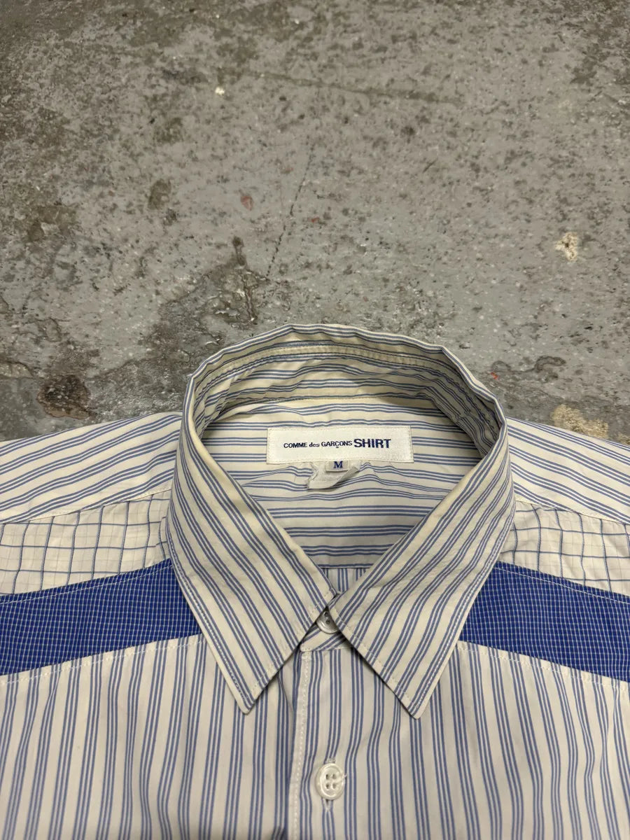 Comme des Garçons SHIRT Blue Striped Geometrical Abstract Shirt (M) vQQqiRi 7