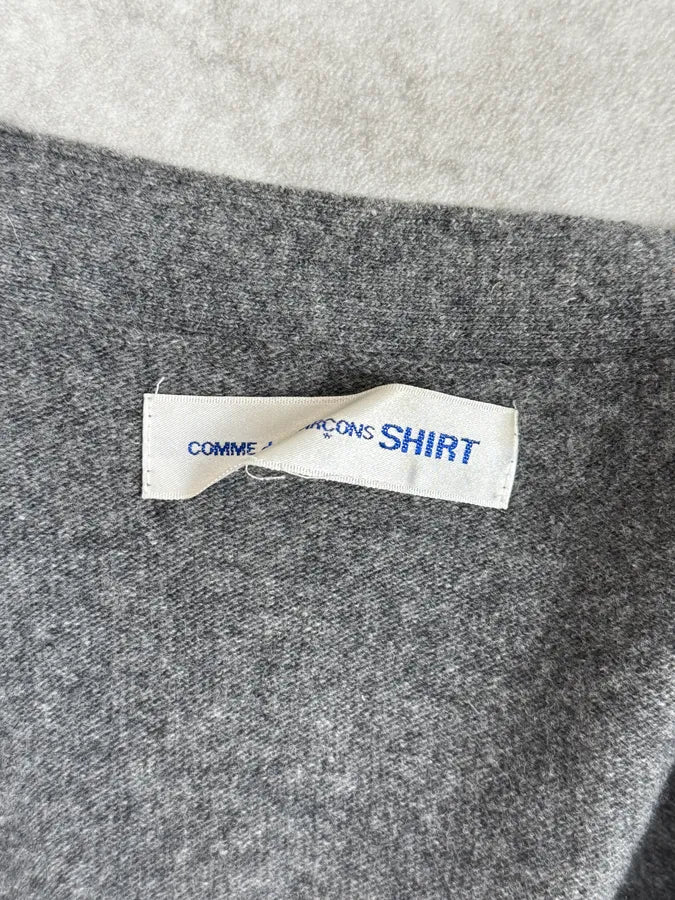 Comme des Garçons SHIRT Grey Patchwork Yellow Wool Cardigan Sweater MSRZHmm 6