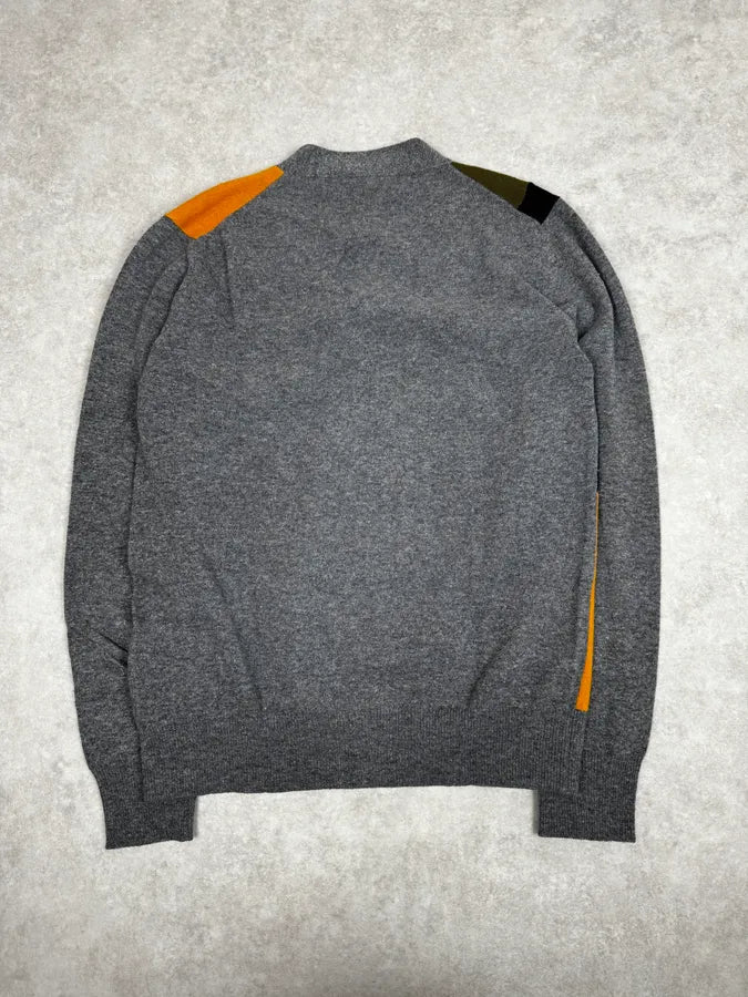 Comme des Garçons SHIRT Grey Patchwork Yellow Wool Cardigan Sweater MSRZHmm 3