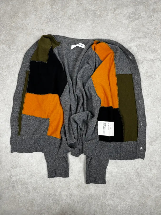 Comme des Garçons SHIRT Grey Patchwork Yellow Wool Cardigan Sweater MSRZHmm 5