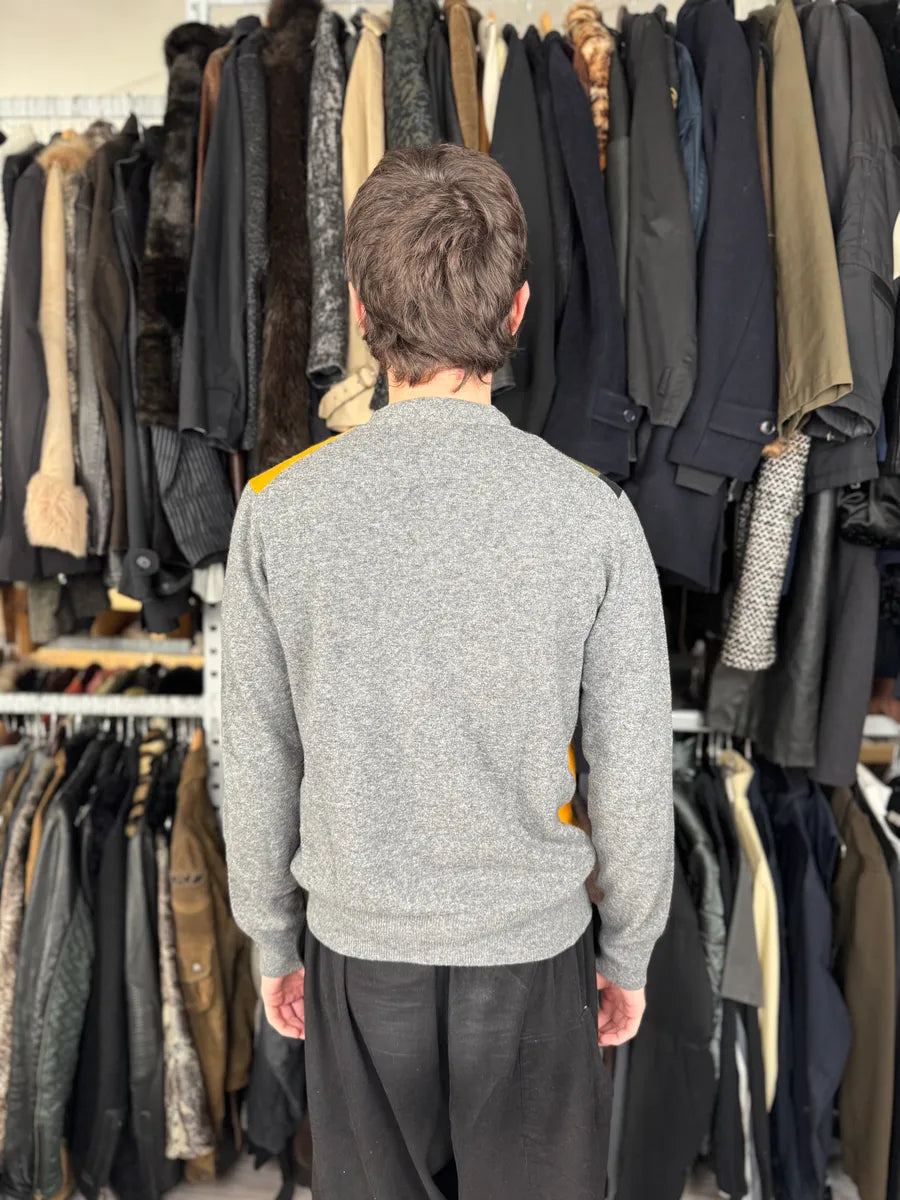 Comme des Garçons SHIRT Grey Patchwork Yellow Wool Cardigan Sweater MSRZHmm 4