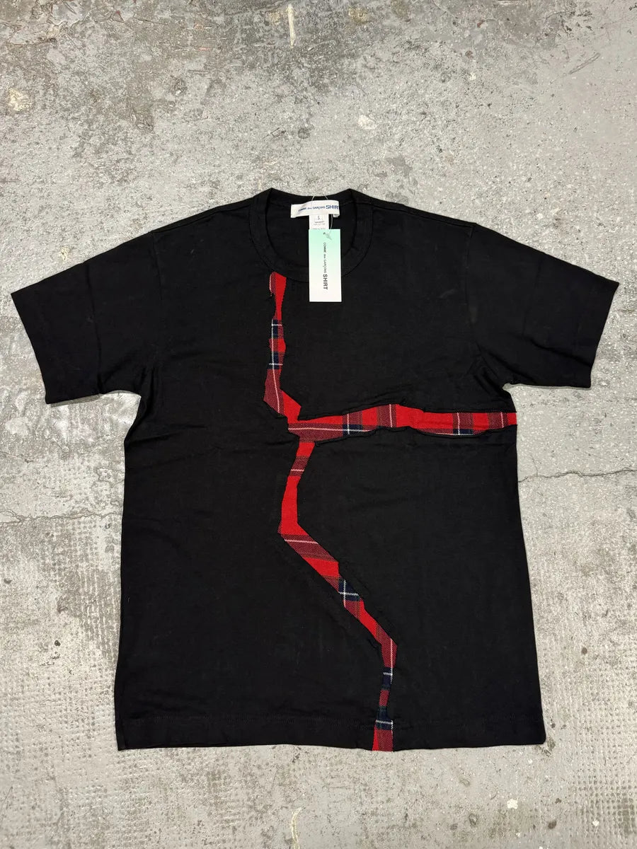 Comme des Garçons SHIRT Tartan Black Knit Tee-Shirt (S) VxIBcVs 0