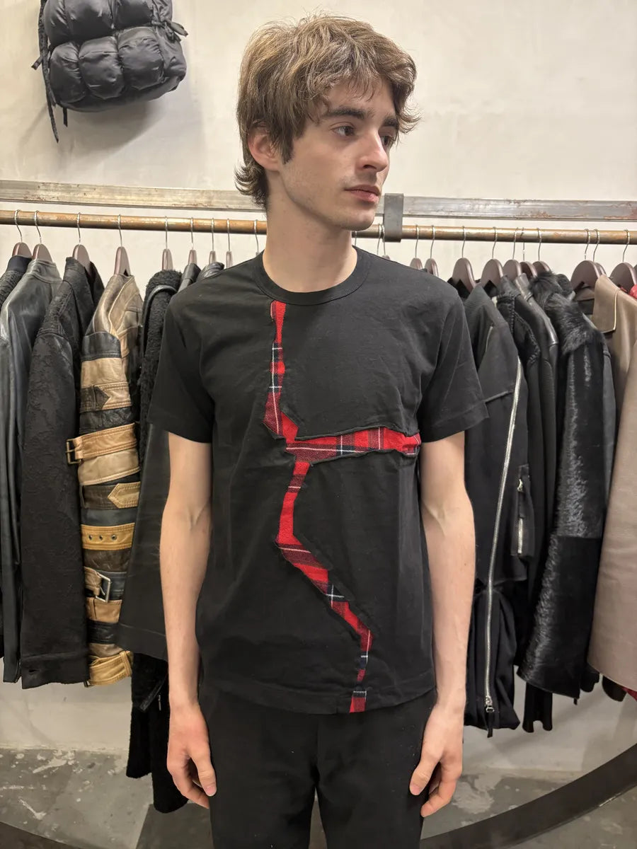 Comme des Garçons SHIRT Tartan Black Knit Tee-Shirt (S) VxIBcVs 1