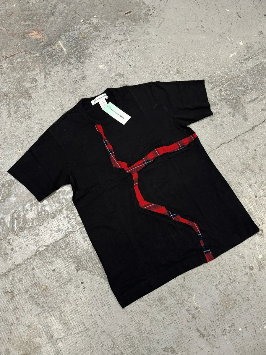 Comme des Garçons SHIRT Tartan Black Knit Tee-Shirt (S) VxIBcVs 4