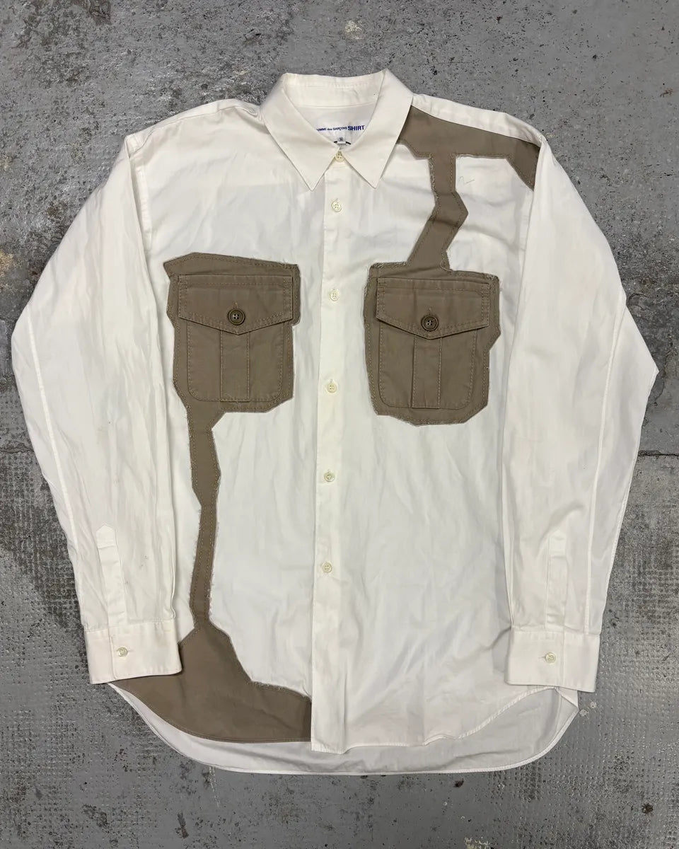Comme des Garçons White Camo Cargo Irregular Shirt JdqTQhv 0