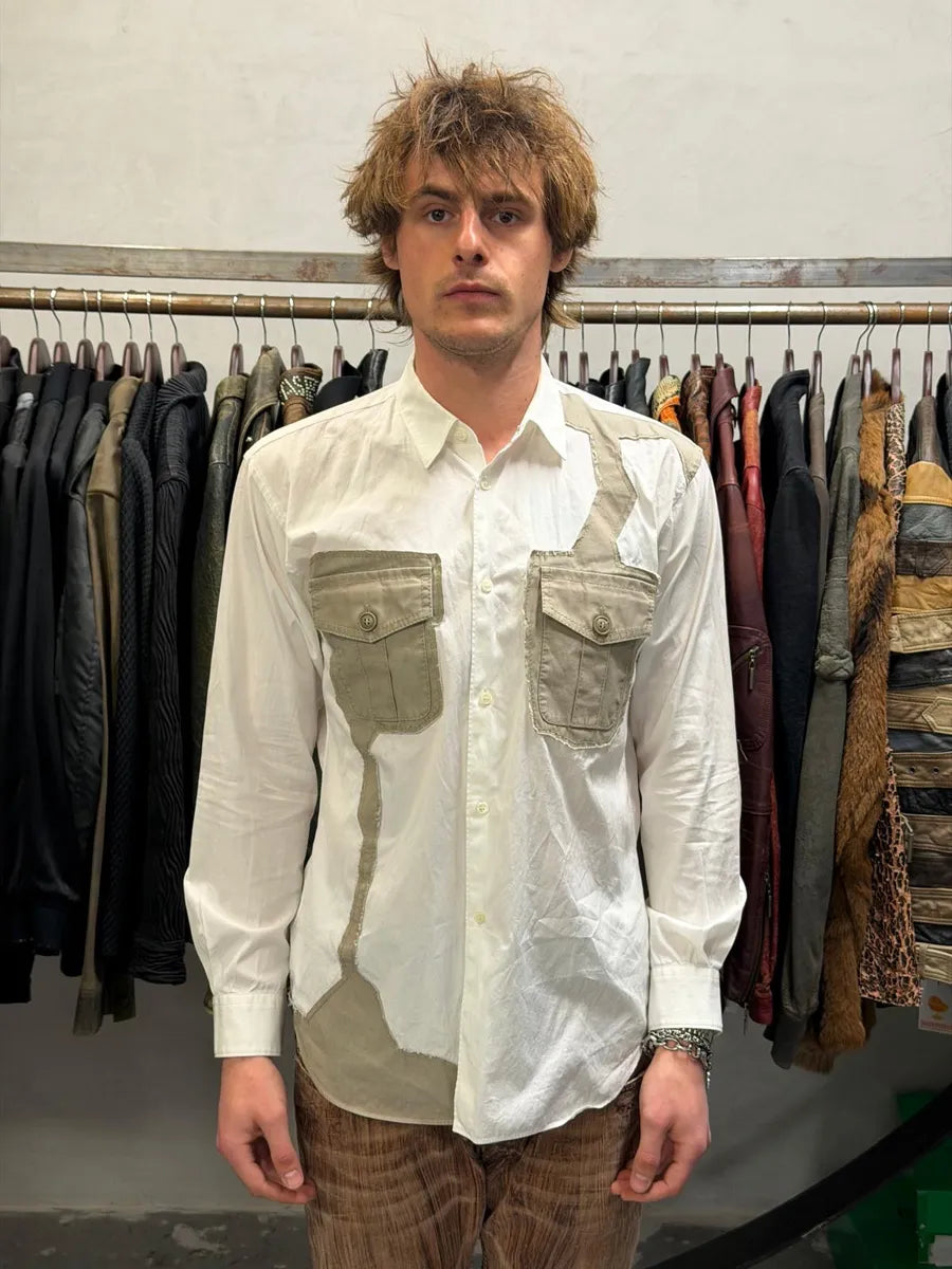 Comme des Garçons White Camo Cargo Irregular Shirt JdqTQhv 1