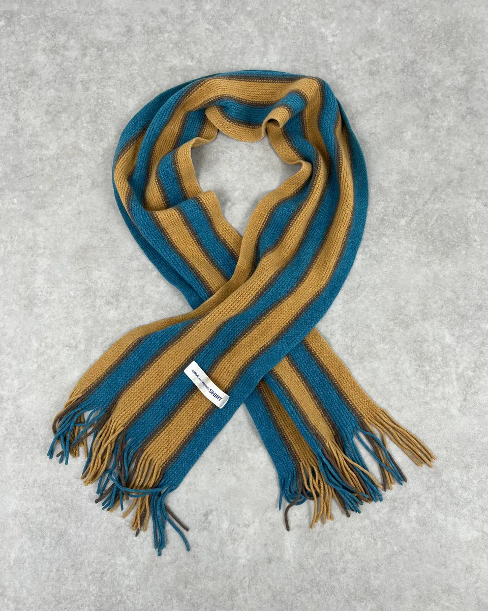 Comme Des Garçons Wool Striped Yellow Blue Scarf IozkWJo 0