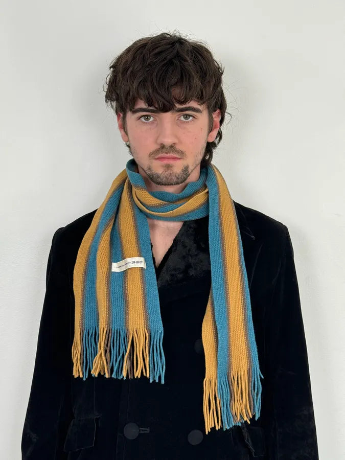 Comme Des Garçons Wool Striped Yellow Blue Scarf IozkWJo 1