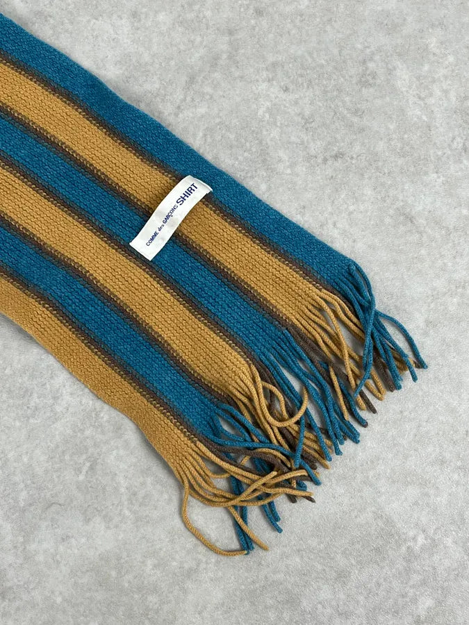 Comme Des Garçons Wool Striped Yellow Blue Scarf IozkWJo 4