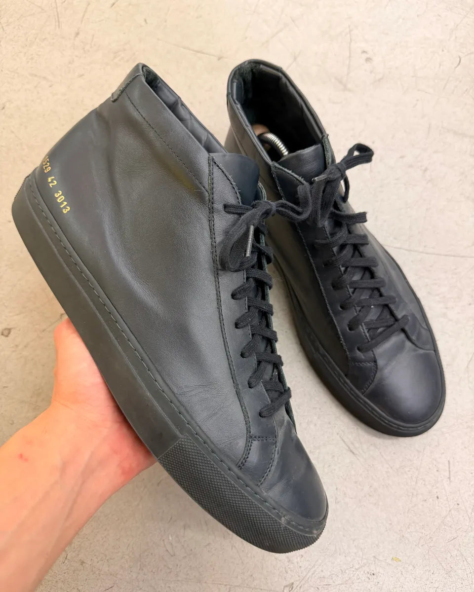 Common Projects Navy Leather High-Top Sneakers zNqcHjA 0