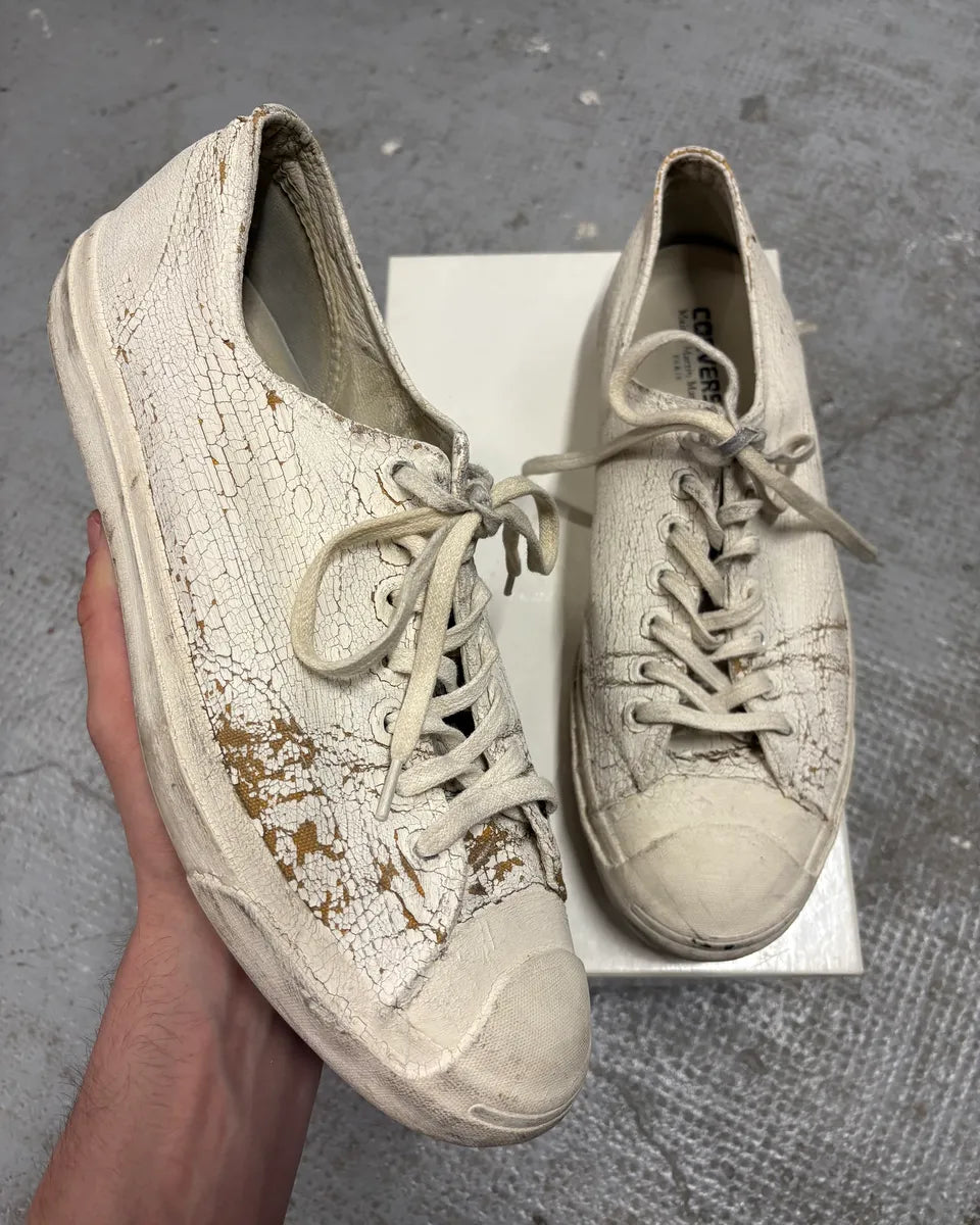 Converse Maison Margiela White Cracked Painted Leather Shoes (45eu/us11) ydLvGpB 0