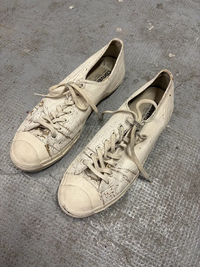 Converse Maison Margiela White Cracked Painted Leather Shoes Converse Maison Margiela White Cracked Painted Leather Shoes