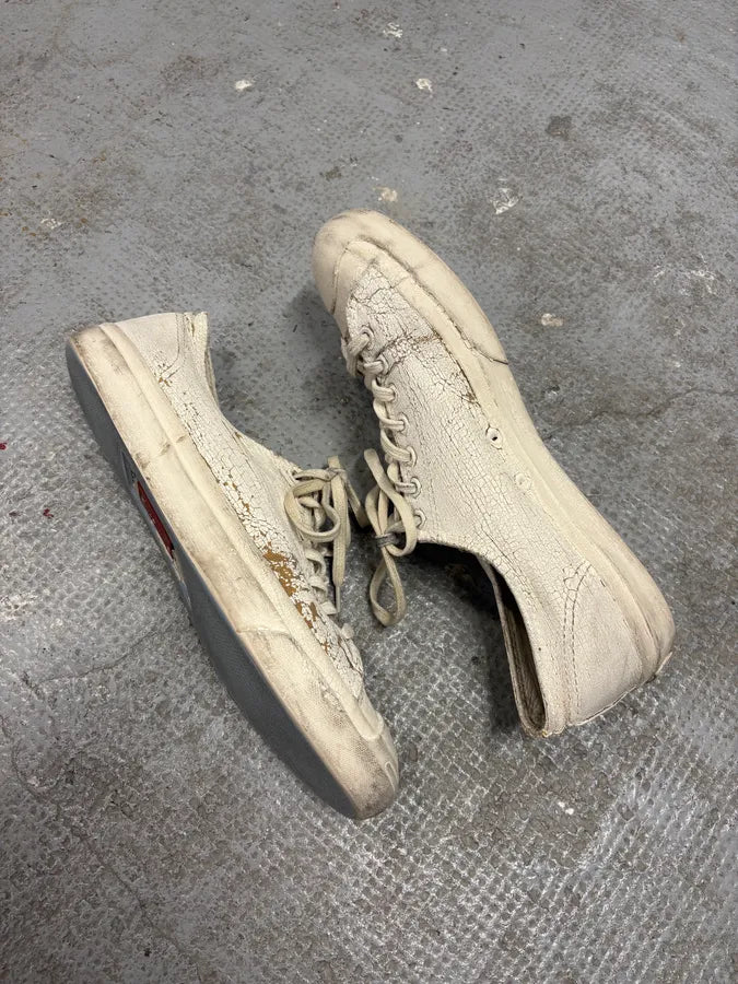 Converse Maison Margiela White Cracked Painted Leather Shoes (45eu/us11) ydLvGpB 5