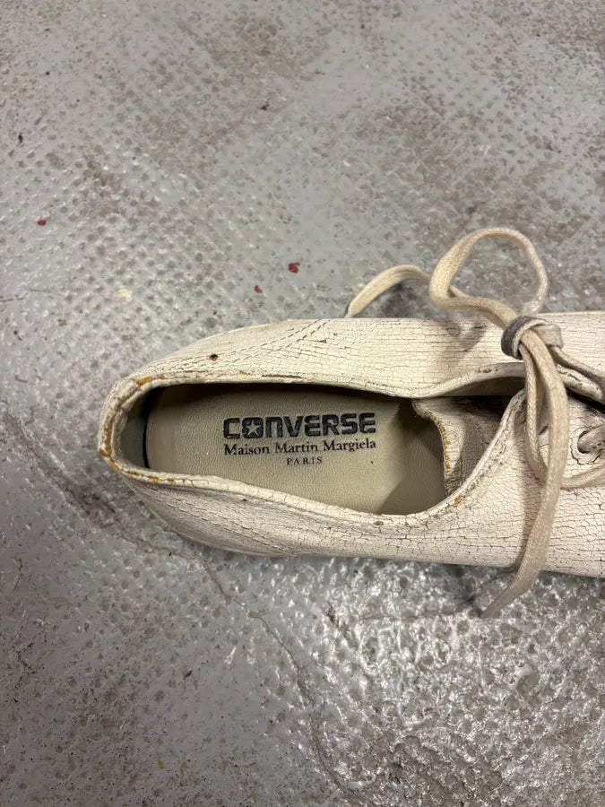 Converse Maison Margiela White Cracked Painted Leather Shoes (45eu/us11) ydLvGpB 7