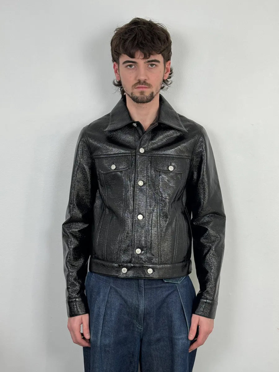 Courreges Black Vinyl Leather Trucker Jacket VvyXyaB 1
