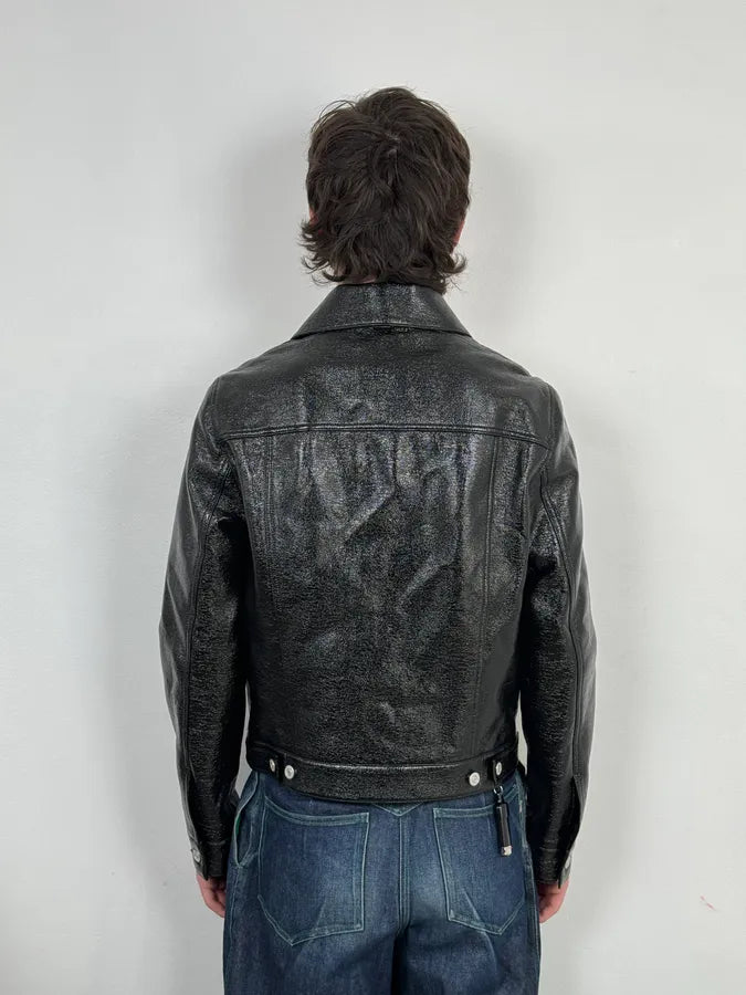 Courreges Black Vinyl Leather Trucker Jacket VvyXyaB 2