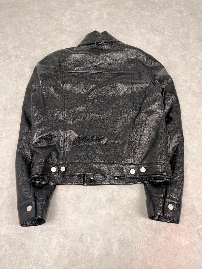 Courreges Black Vinyl Leather Trucker Jacket VvyXyaB 6