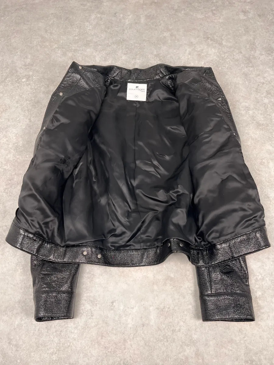 Courreges Black Vinyl Leather Trucker Jacket VvyXyaB 7