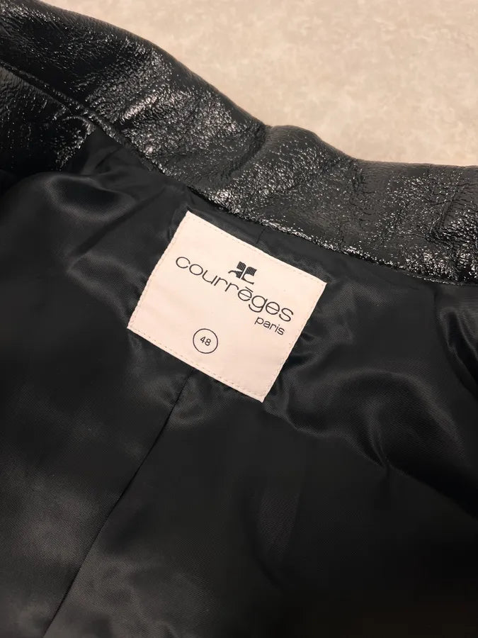 Courreges Black Vinyl Leather Trucker Jacket VvyXyaB 8