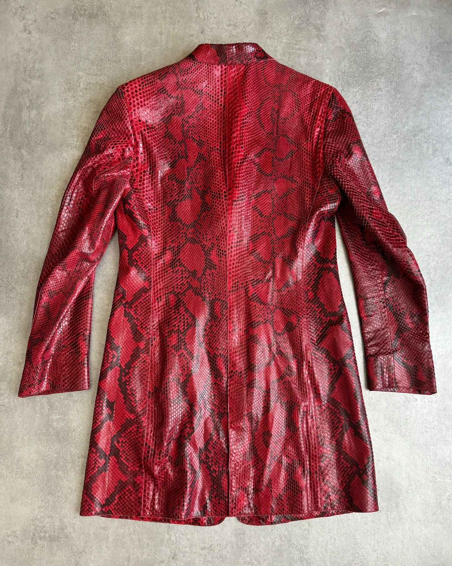 AW2002 Roberto Cavalli Python Leather Demoniac Red Scales Vest Jacket (S) - 2