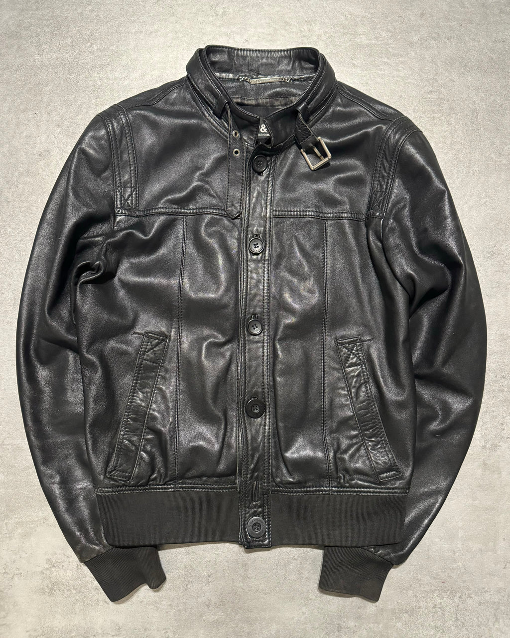 2000s Dolce & Gabbana Black Button Ups Leather Rebel Jacket  (M) - 1