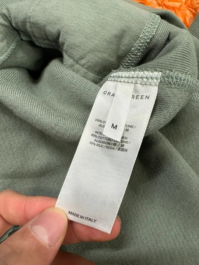 Craig Green Olive Ruched Silk Plushed Orange Lining Hoodie (M) YLacvTU 10