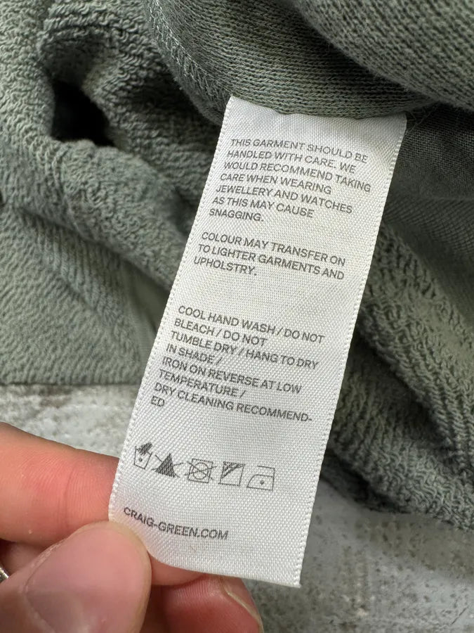 Craig Green Olive Ruched Silk Plushed Orange Lining Hoodie (M) YLacvTU 11