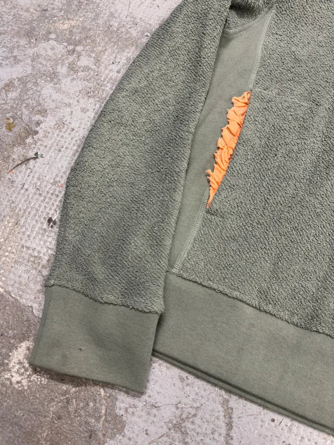 Craig Green Olive Ruched Silk Plushed Orange Lining Hoodie (M) YLacvTU 4