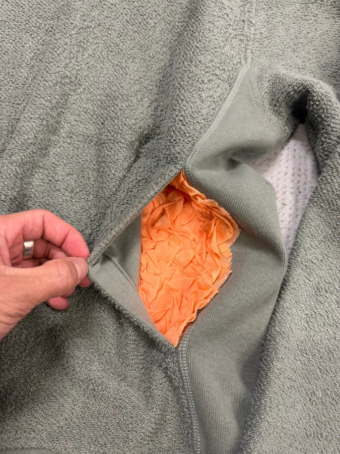 Craig Green Olive Ruched Silk Plushed Orange Lining Hoodie (M) YLacvTU 8