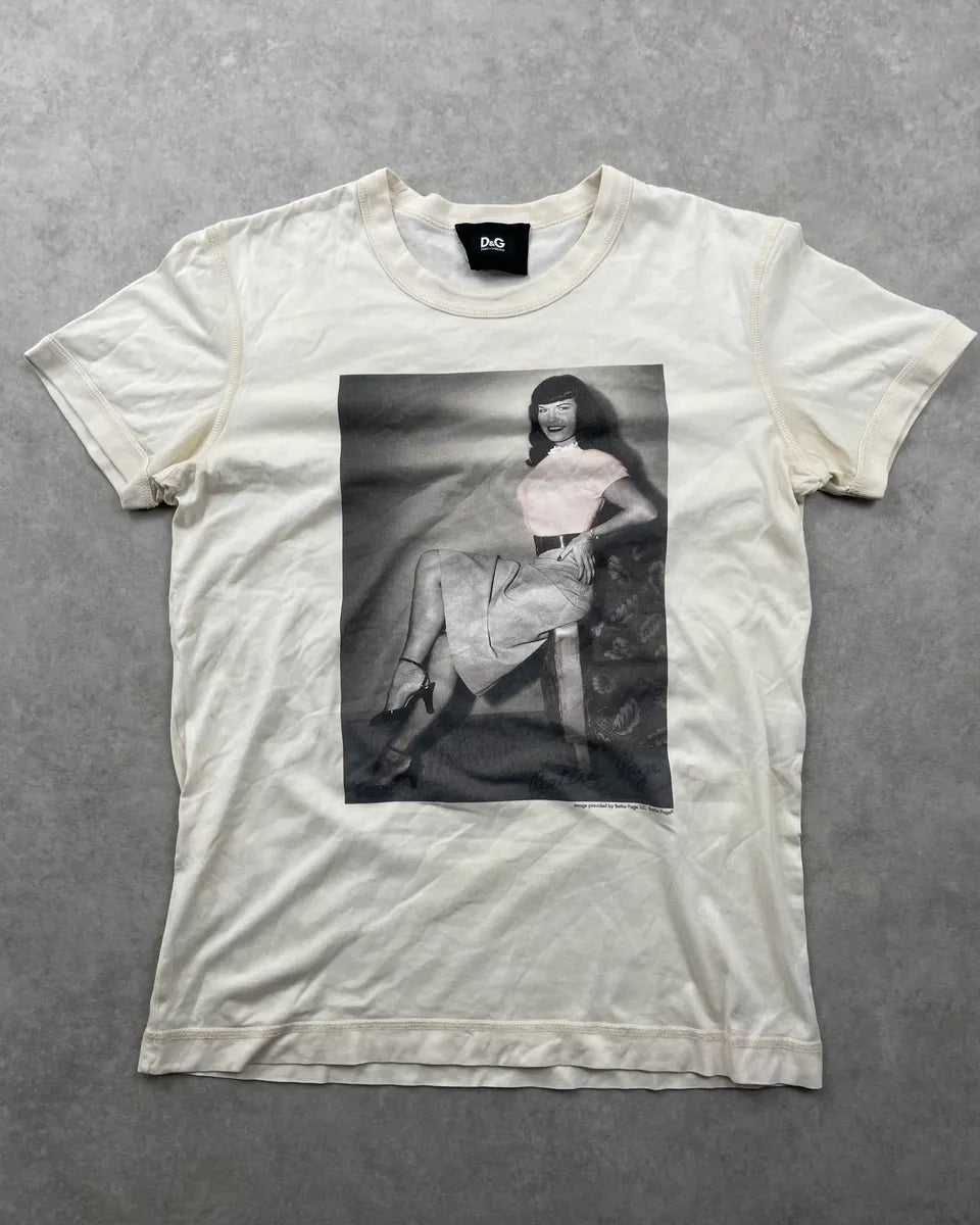 2000s Dolce & Gabbana Creamy White Photography T-Shirt  pyescVo 2