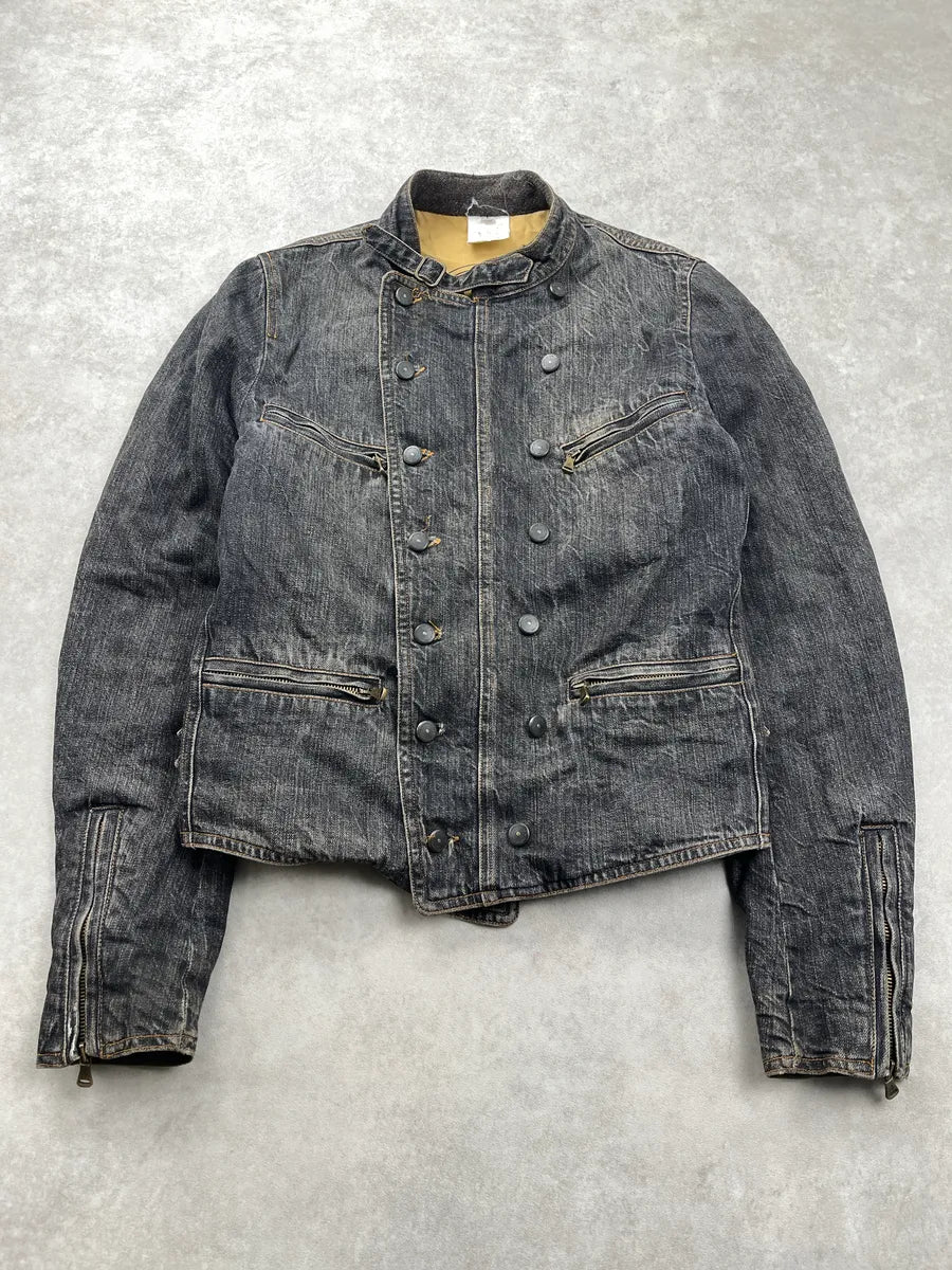 AW2006 Gianfranco Ferré Dark Grey Faded Officer Denim Jacket ctrNfJpF 3