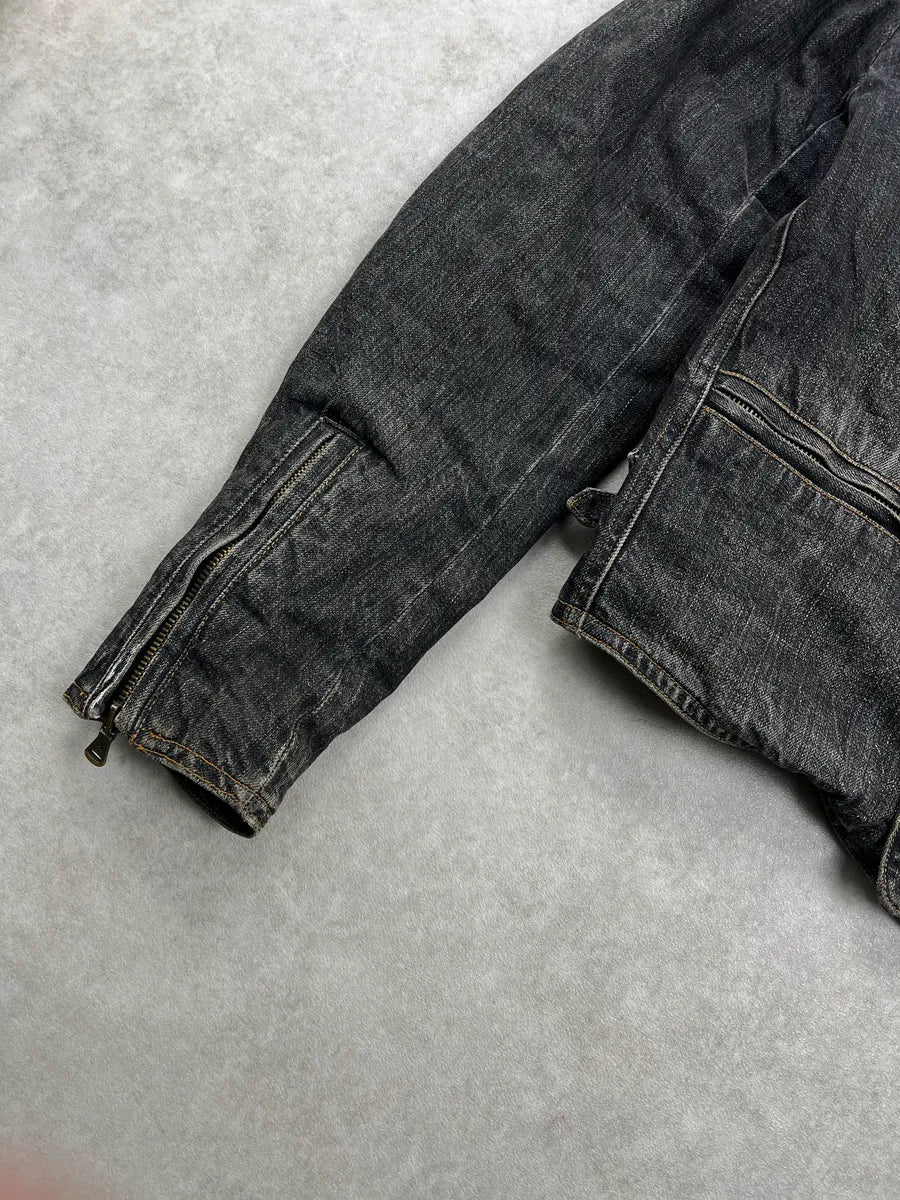 AW2006 Gianfranco Ferré Dark Grey Faded Officer Denim Jacket ctrNfJpF 6