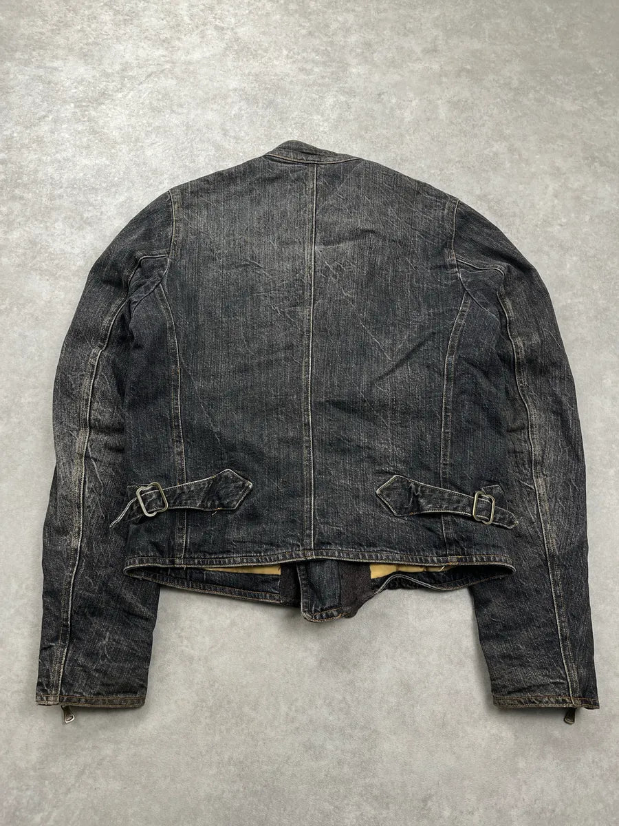 AW2006 Gianfranco Ferré Dark Grey Faded Officer Denim Jacket ctrNfJpF 4