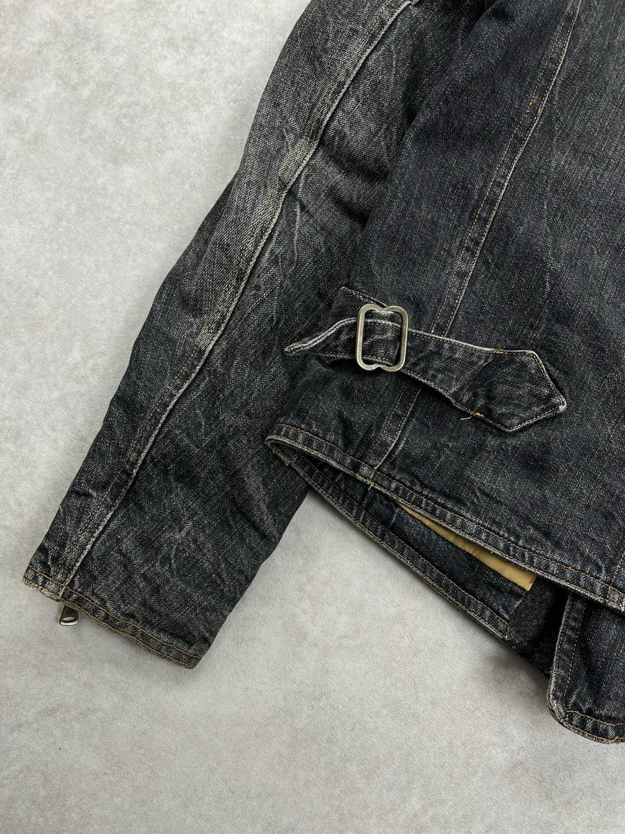 AW2006 Gianfranco Ferré Dark Grey Faded Officer Denim Jacket ctrNfJpF 7